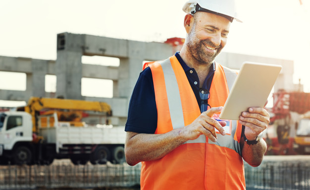 Site engineer on a construction site Site engineer on a construction site